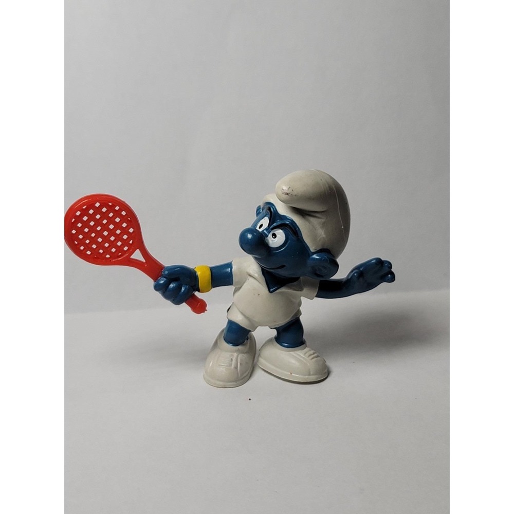 Vintage 1978 Peyo Schleich Smurfs PVC Tennis Smurf